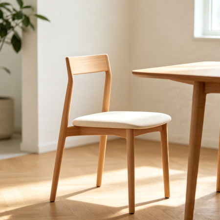 Minimalist Wooden Dining Chair With Padded Seat
