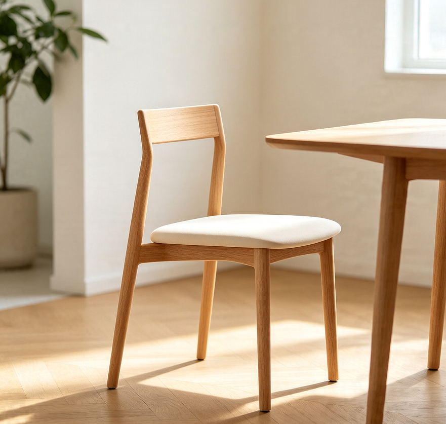 Minimalist Wooden Dining Chair With Padded Seat