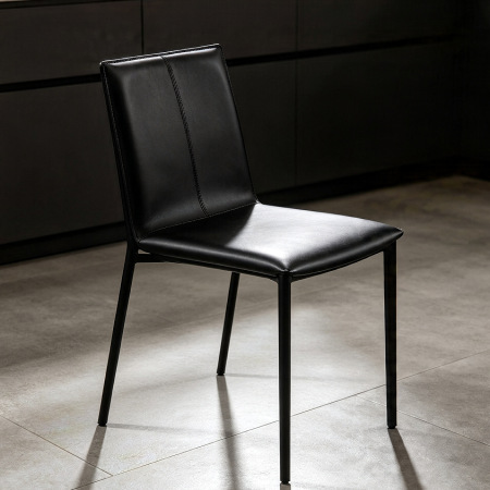 Contemporary Leather Dining Chair With Metal Frame