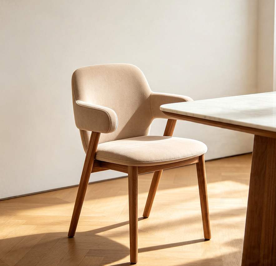 Modern Armrest Dining Chair With Soft Cushion